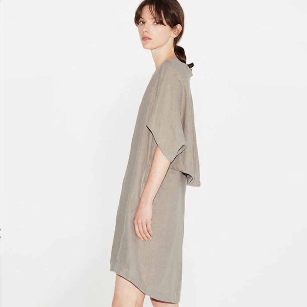Black Crane Geometric Linen Dress La Garconne Sz M